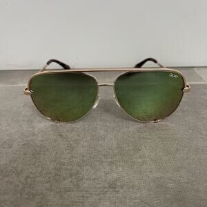 Quay Australia High Key Rimless Sunglasses 126 Polarized Cheetah Print